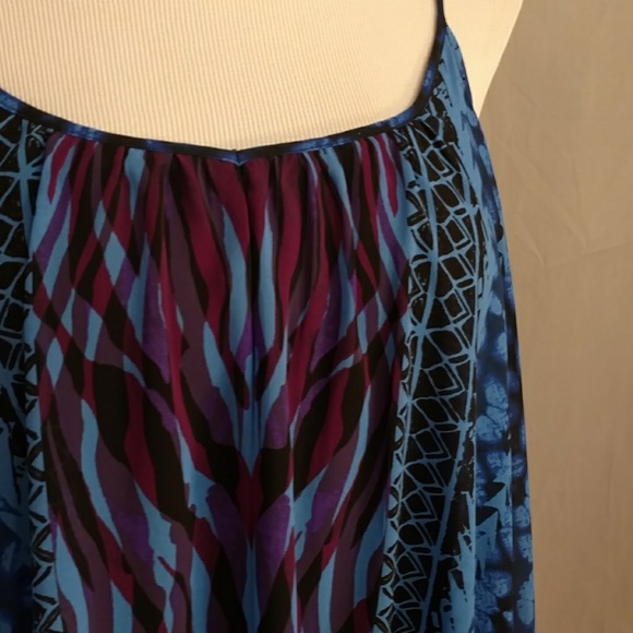 Baby Doll Sundress Mini Dress Dramatic Blue & Purple Colors Flirty Short Summer - Picture 2 of 8